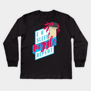 Eat. Sleep. WIGGLE. Repeat. - Monster Hunter Kids Long Sleeve T-Shirt